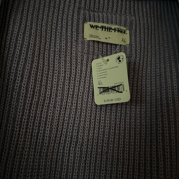 Free People We The Free Worn Thru Surplus Cardi Sweater Heavenly Lavender XL nwt - Picture 8 of 8